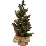 24-inch Red Berries and Pinecones Tree