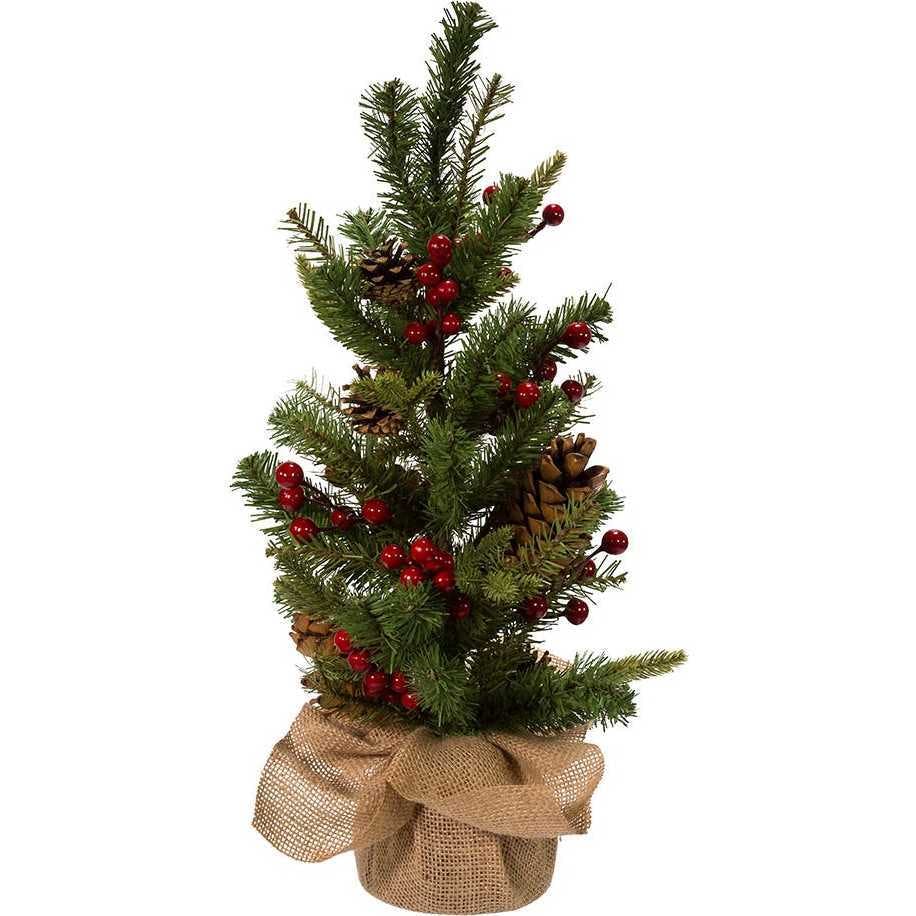 24-inch Red Berries and Pinecones Tree