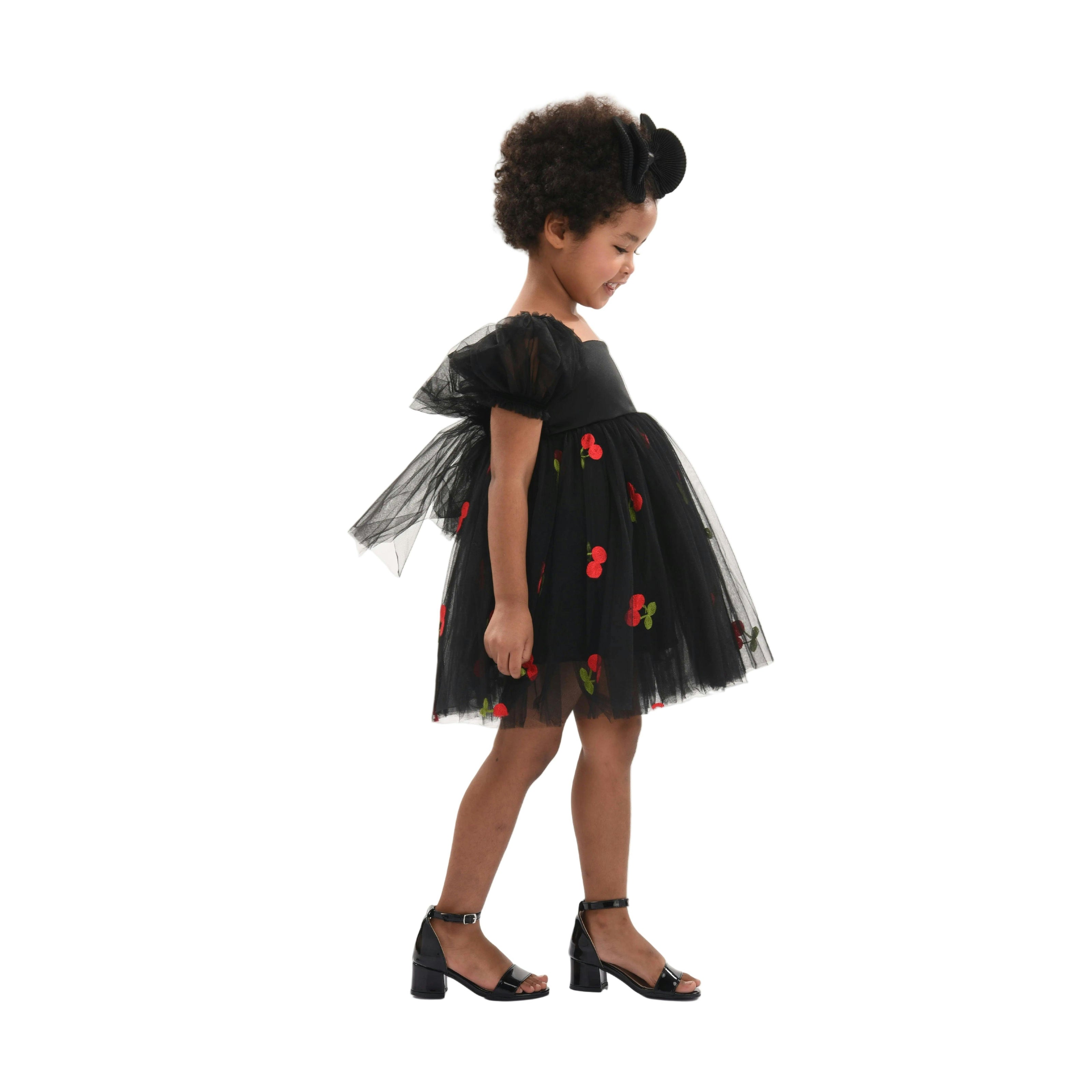 Black Elysande Cherry Tulle Dress
