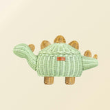 Dinosaur Rattan Storage Basket Mint Green - Medium