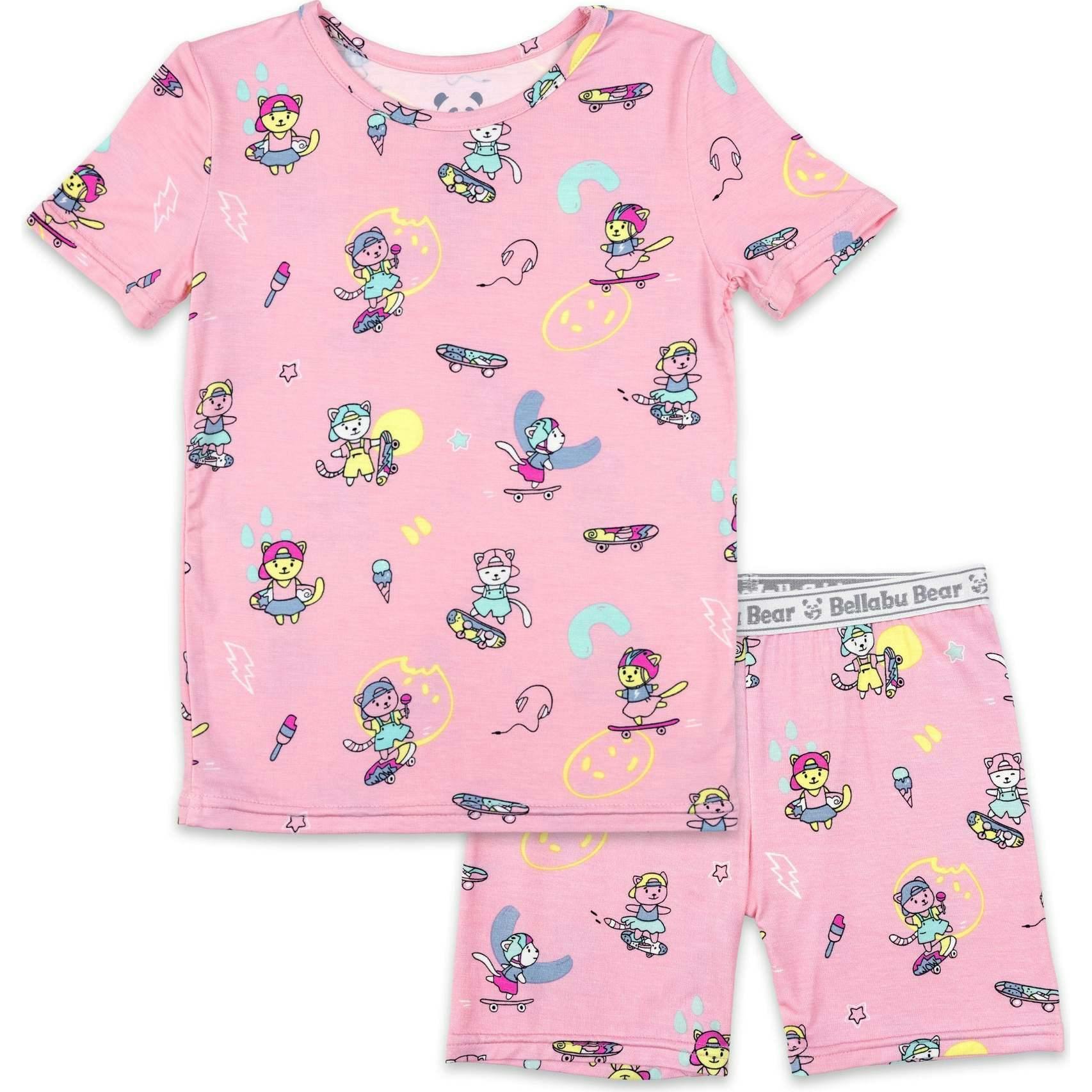 Skater Kitty Bamboo Kids Pajama Short Set