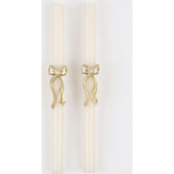 Gold Stripy Bow Table Candles