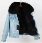 Women’s Ombre Fur Denim Jacket Grey