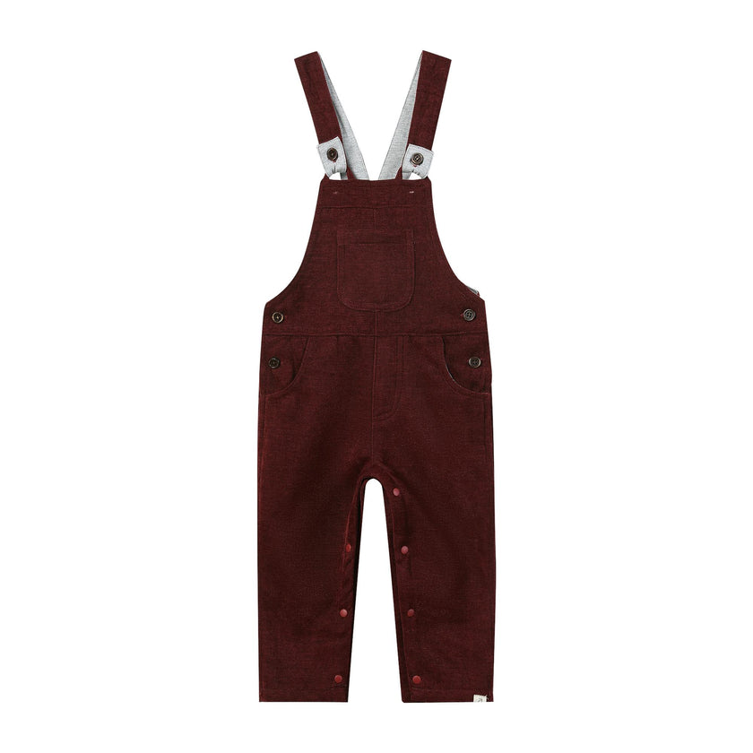 GENTRY Burgundy Moleskin Woven Overalls