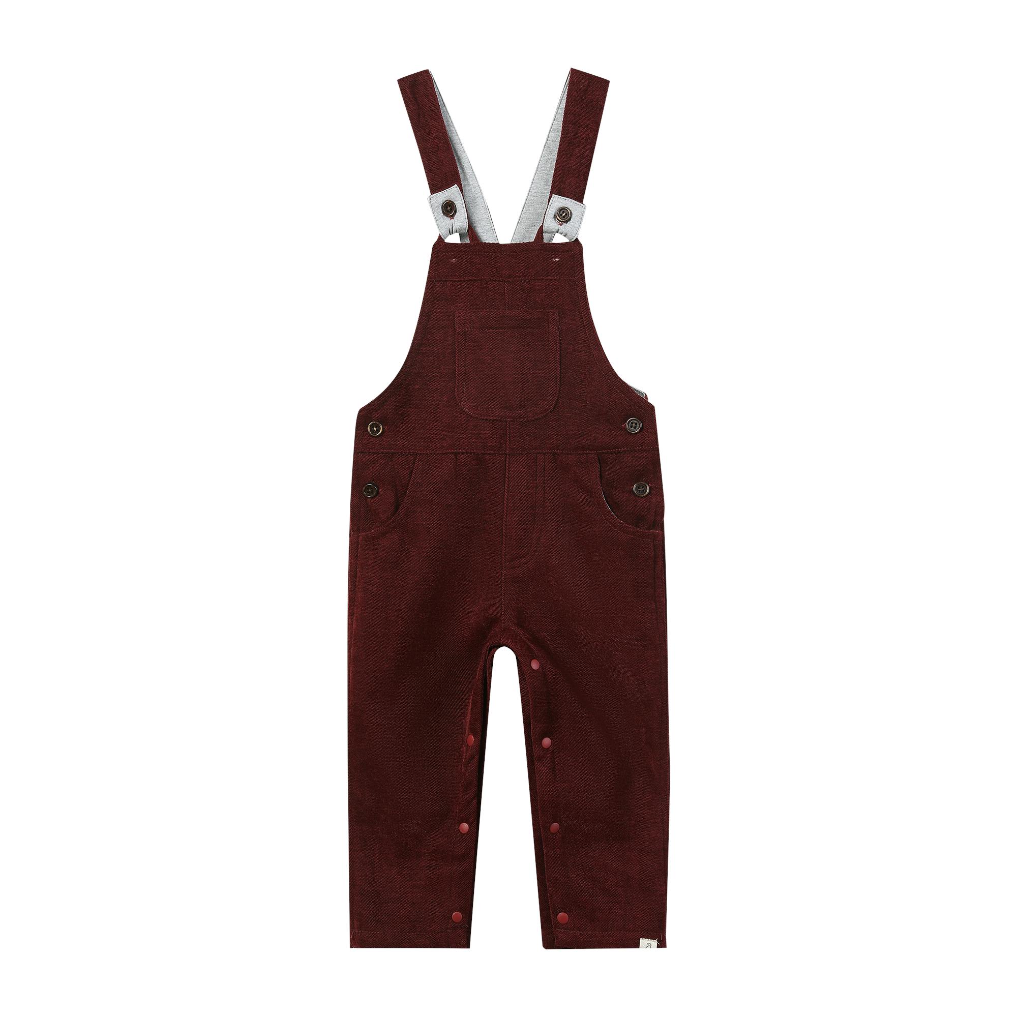 GENTRY Burgundy Moleskin Woven Overalls