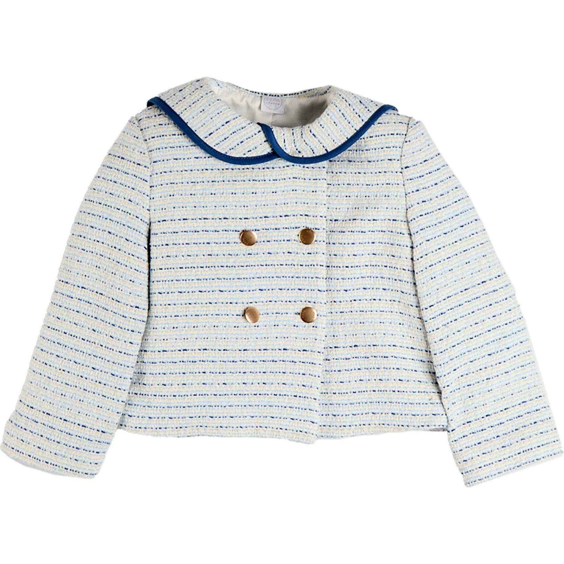 Brighton Boucle Tweed Gold Button Jacket in Blue (4-12yrs)