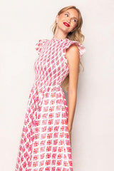 Kylie Dress in Rouge Lattice Floral
