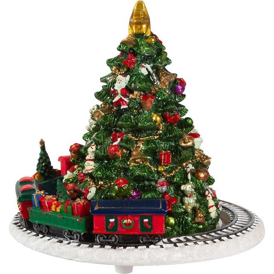 6-Inch Christmas Tree with Revolving Train Music Box