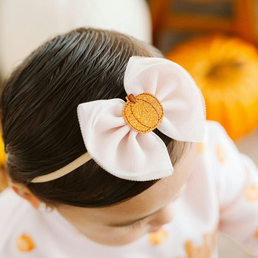 Pumpkin Tulle Bow Baby Headband
