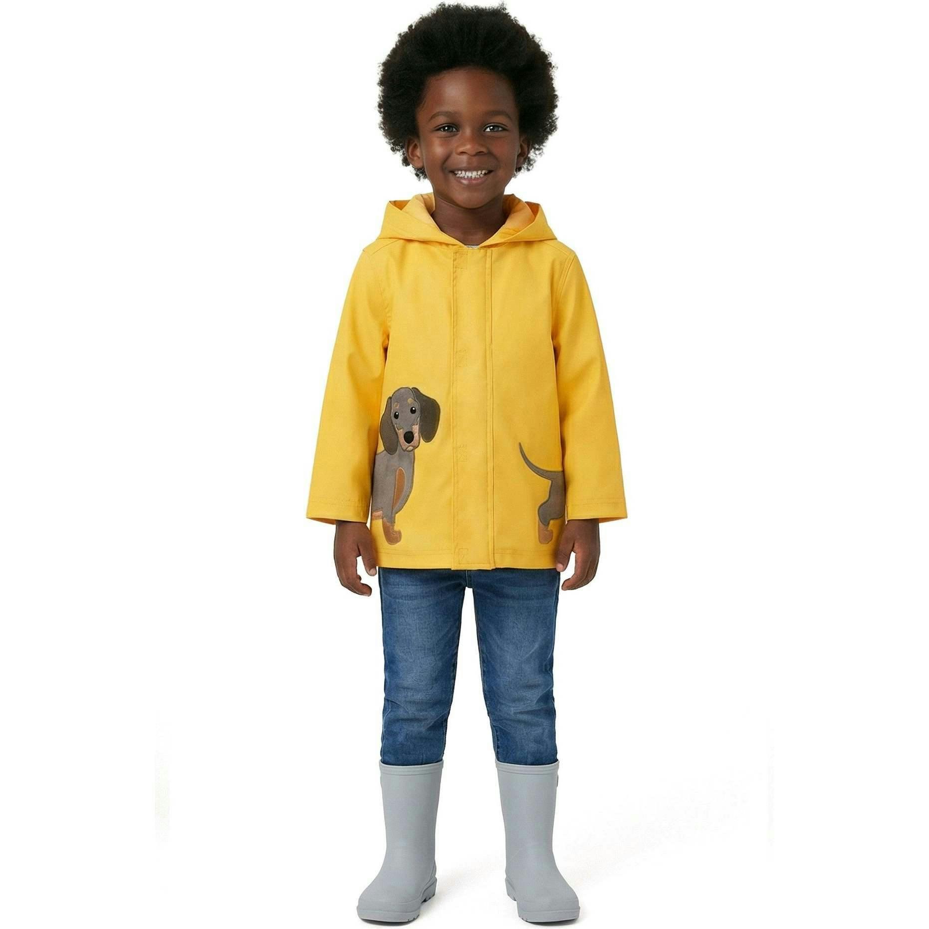 Boys Dog Applique Raincoat | Yellow
