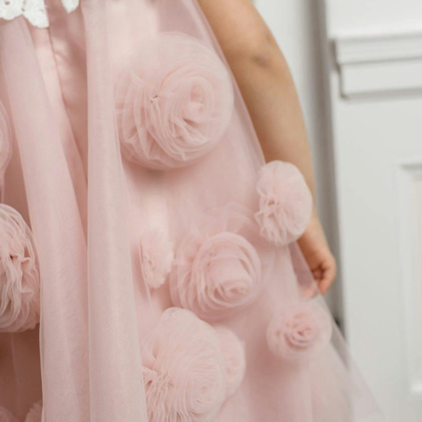 Rosa Pink Tulle Flower Dress