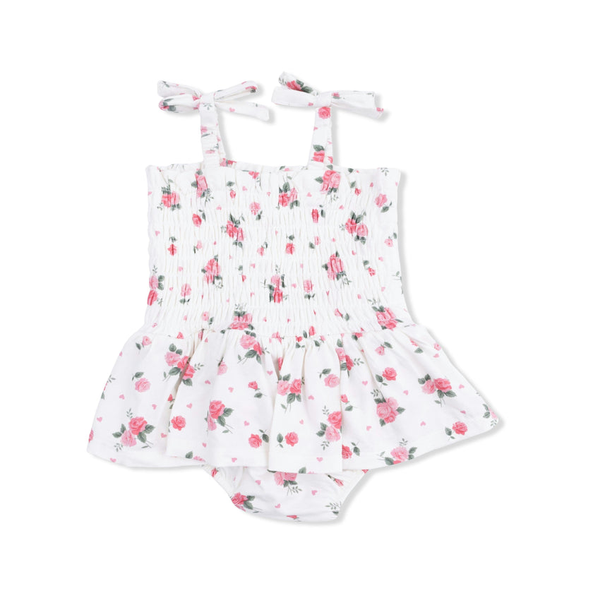 Pink Rosettes - Smocked Bubble with Skirt