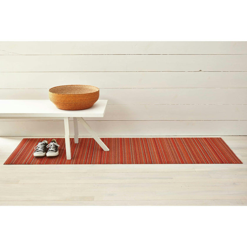 Skinny Stripe Shag Floor Mat, Orange