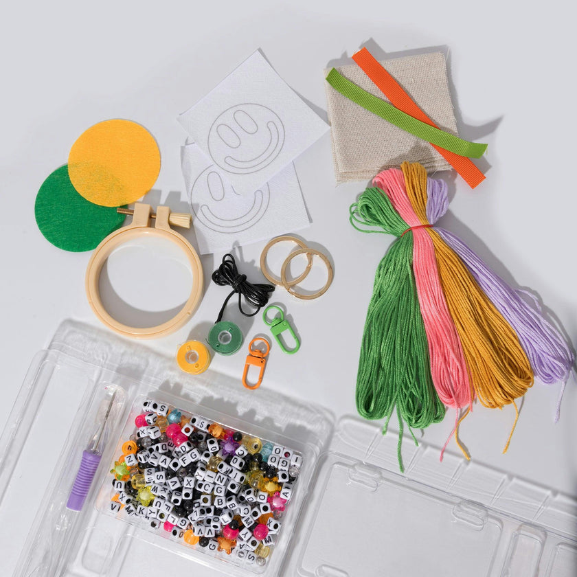 Stitch and Smile Happy Face DIY Punch Needle Keychain Clip Kit