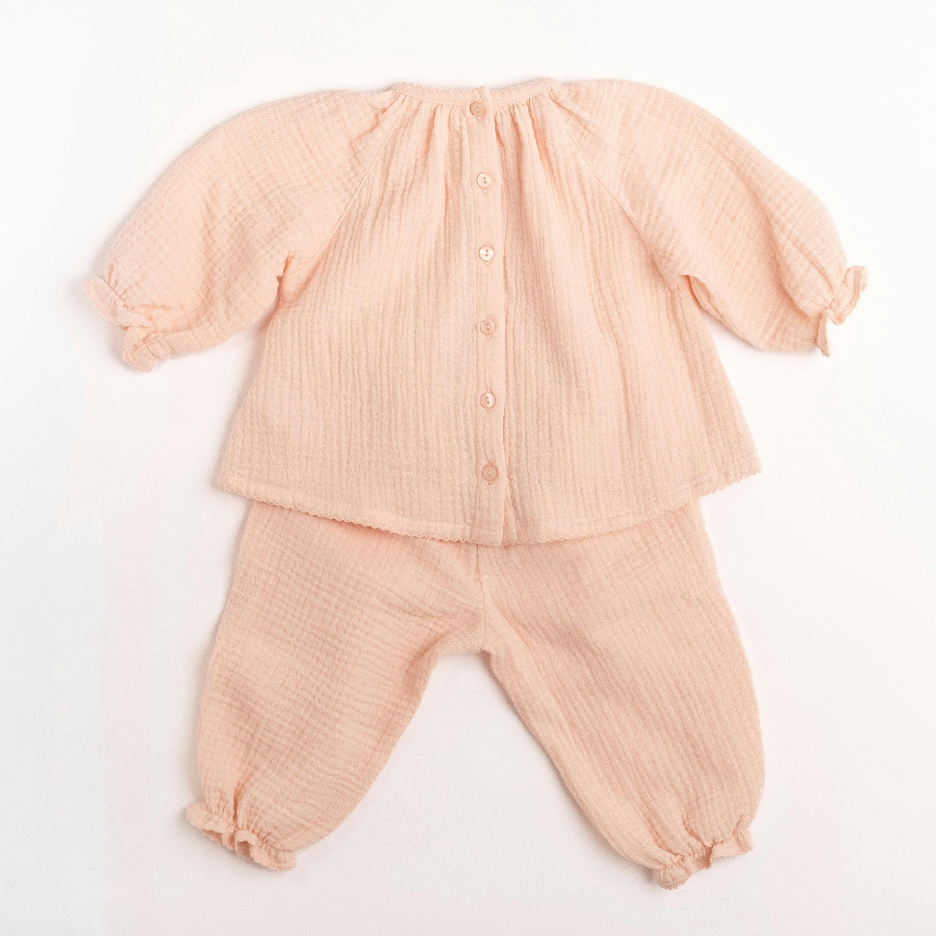 Gauze Two Piece Set in Embroidered Flowers