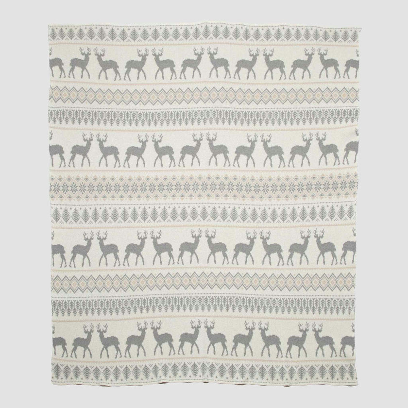 Cotton Sustainable Knit Throw Blanket | Vintage Fair Isle