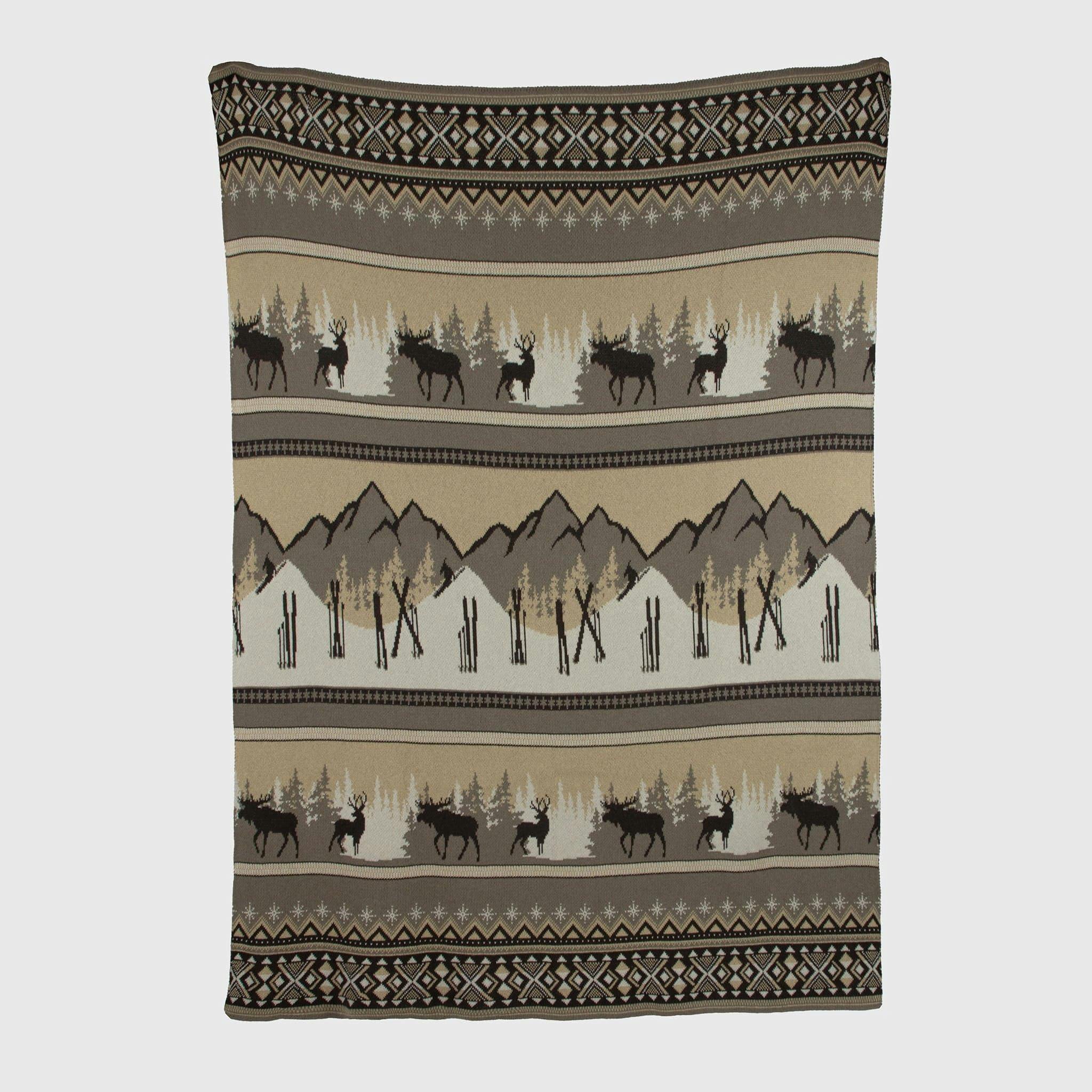 Cotton Sustainable Knit Throw Blanket | Mountain Fair Isle