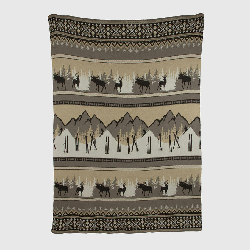 Cotton Sustainable Knit Throw Blanket | Mountain Fair Isle