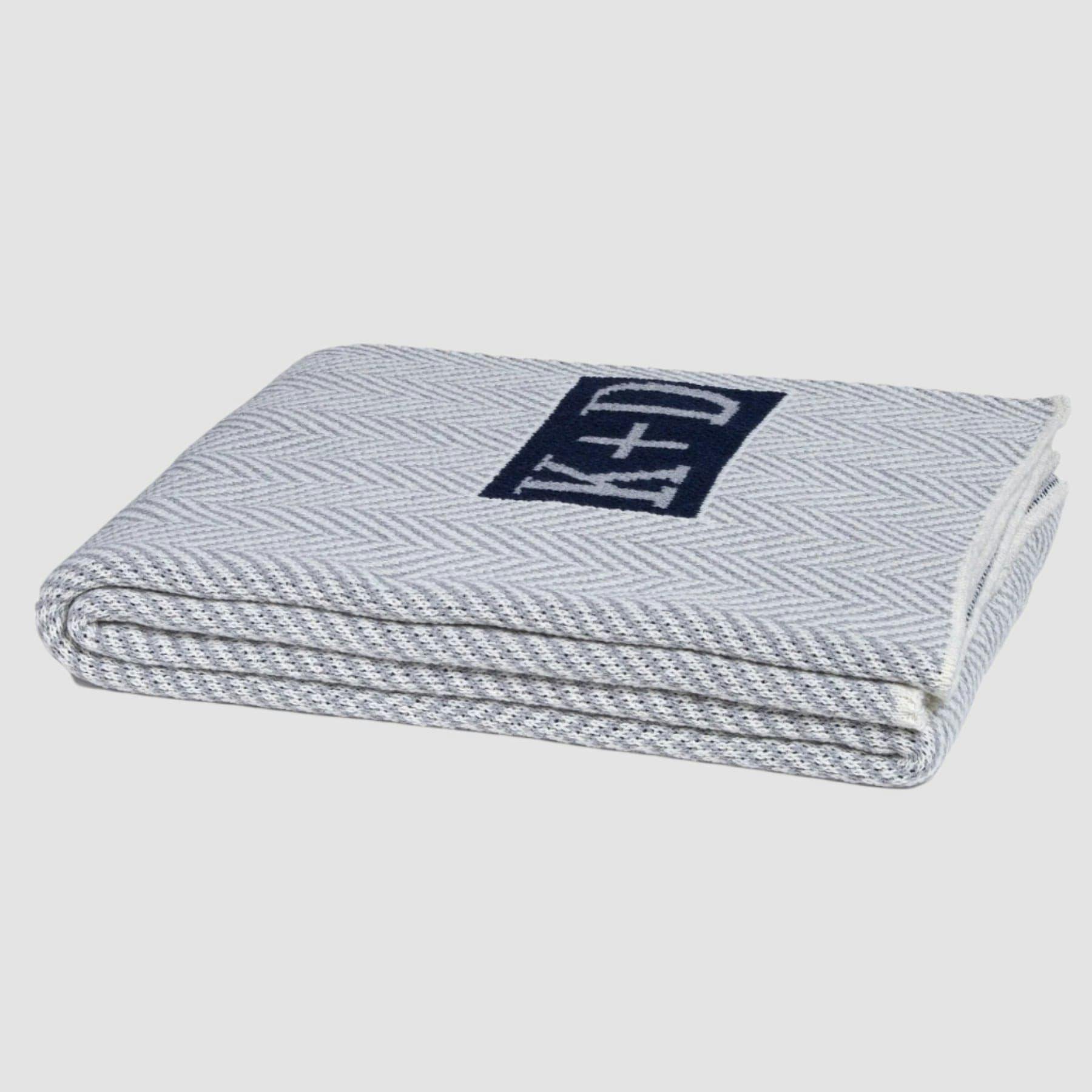 Custom Personalized Sustainable Knit Throw Blanket - Herringbone Initials