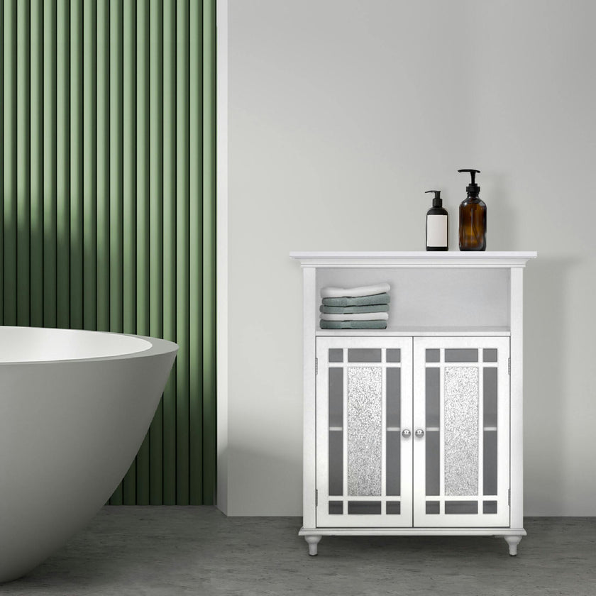 Windsor Wooden Floor Cabinet with Glass Mosaic Doors