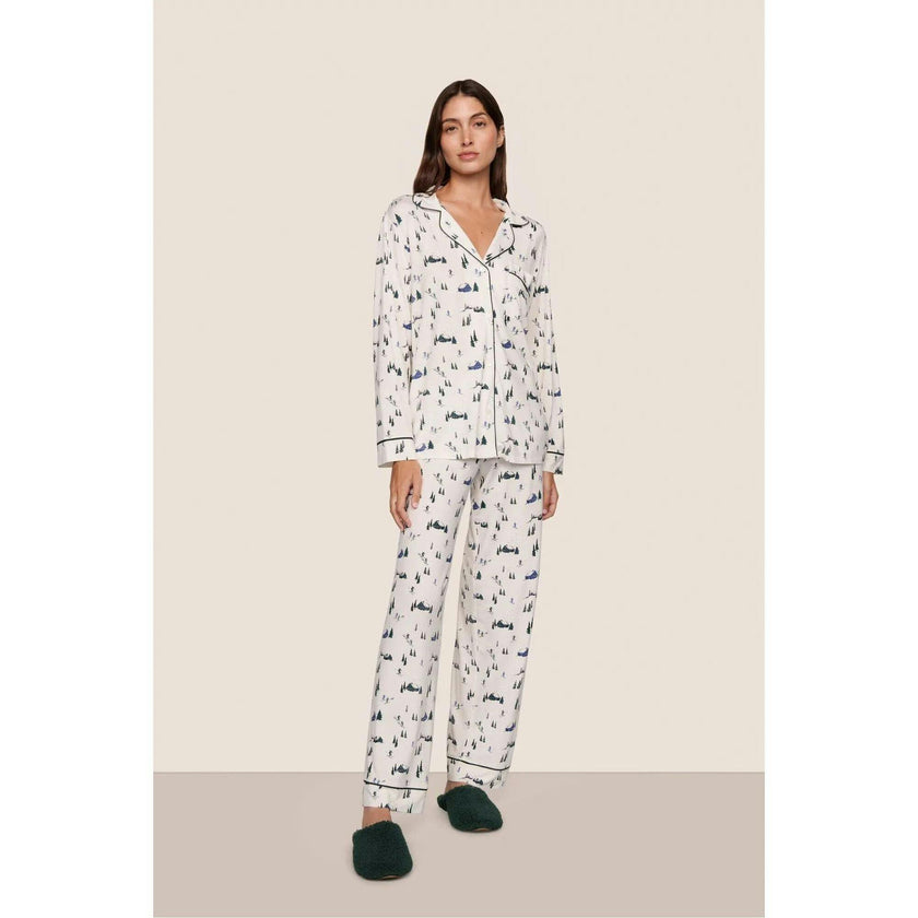 Gisele Printed TENCEL Modal Long PJ Set, White