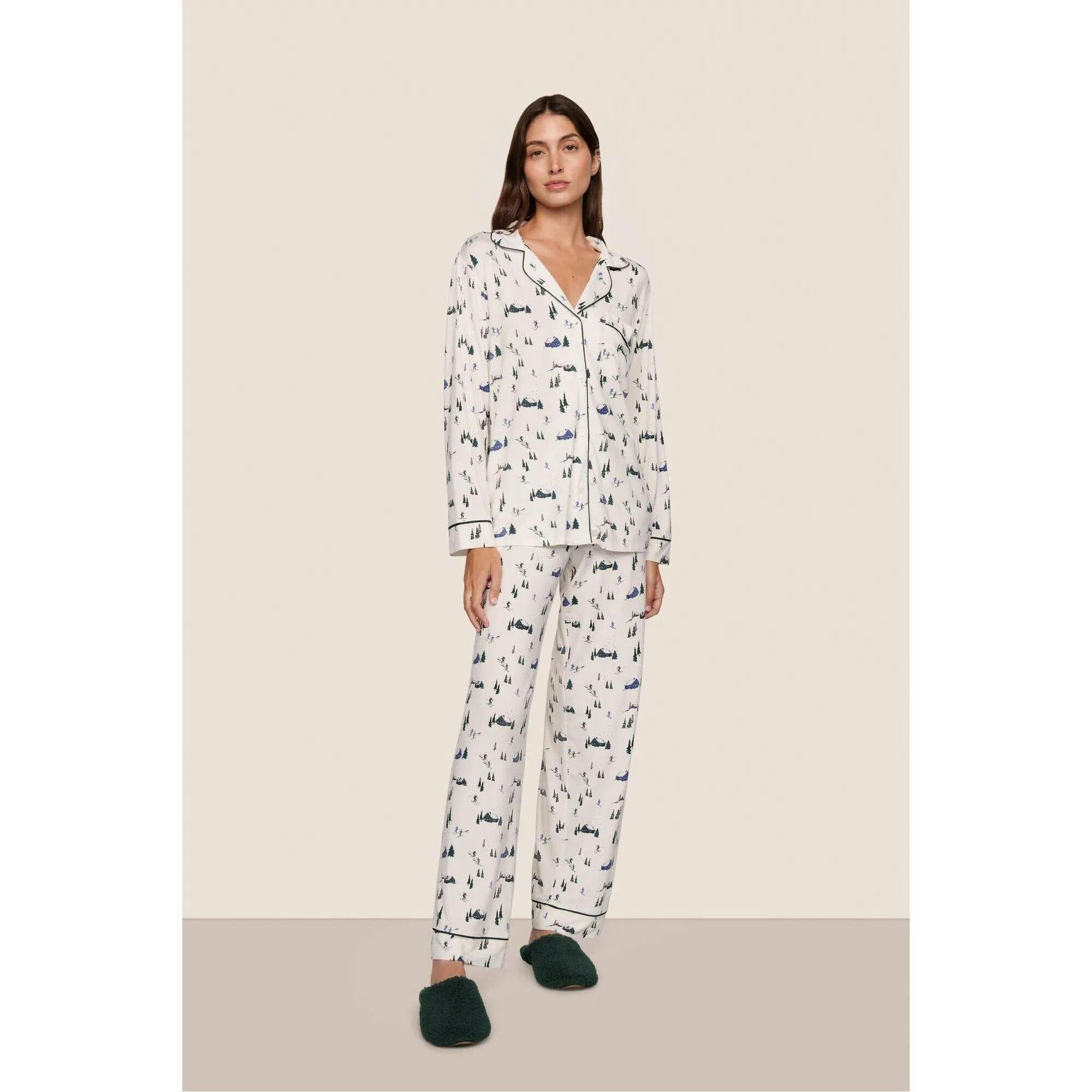 Gisele Printed TENCEL Modal Long PJ Set, White