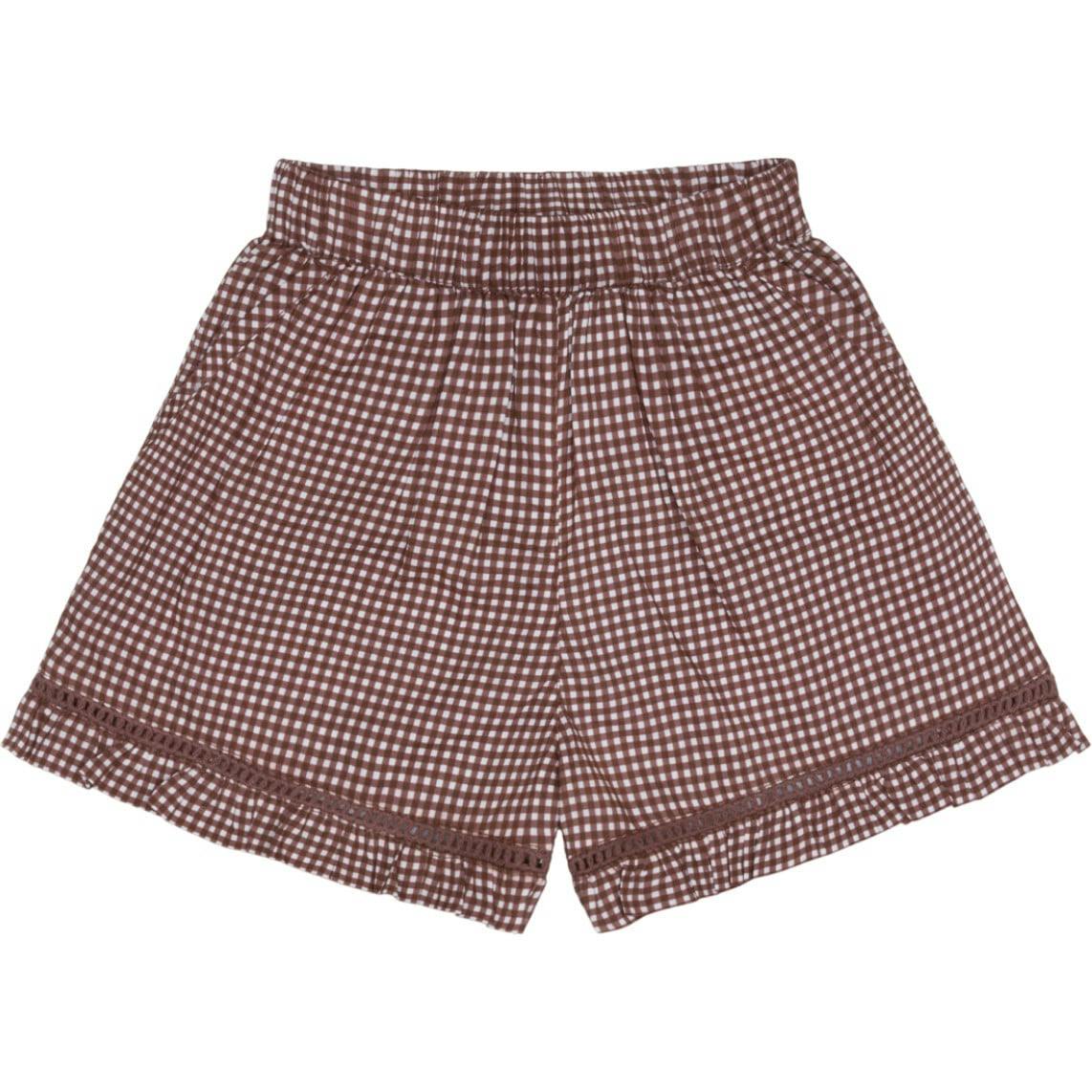 girls cocoa gingham ruffle shorts