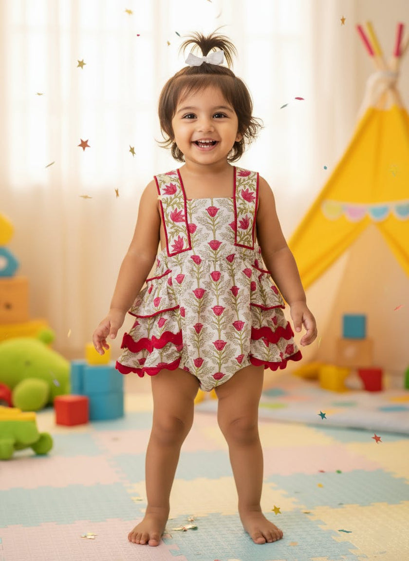Kia Ruffle Romper Red