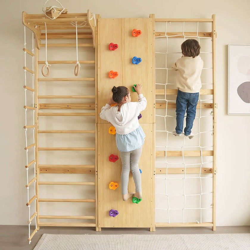 Walnut | Swedish Ladder Jungle Gym - Wall Mounted