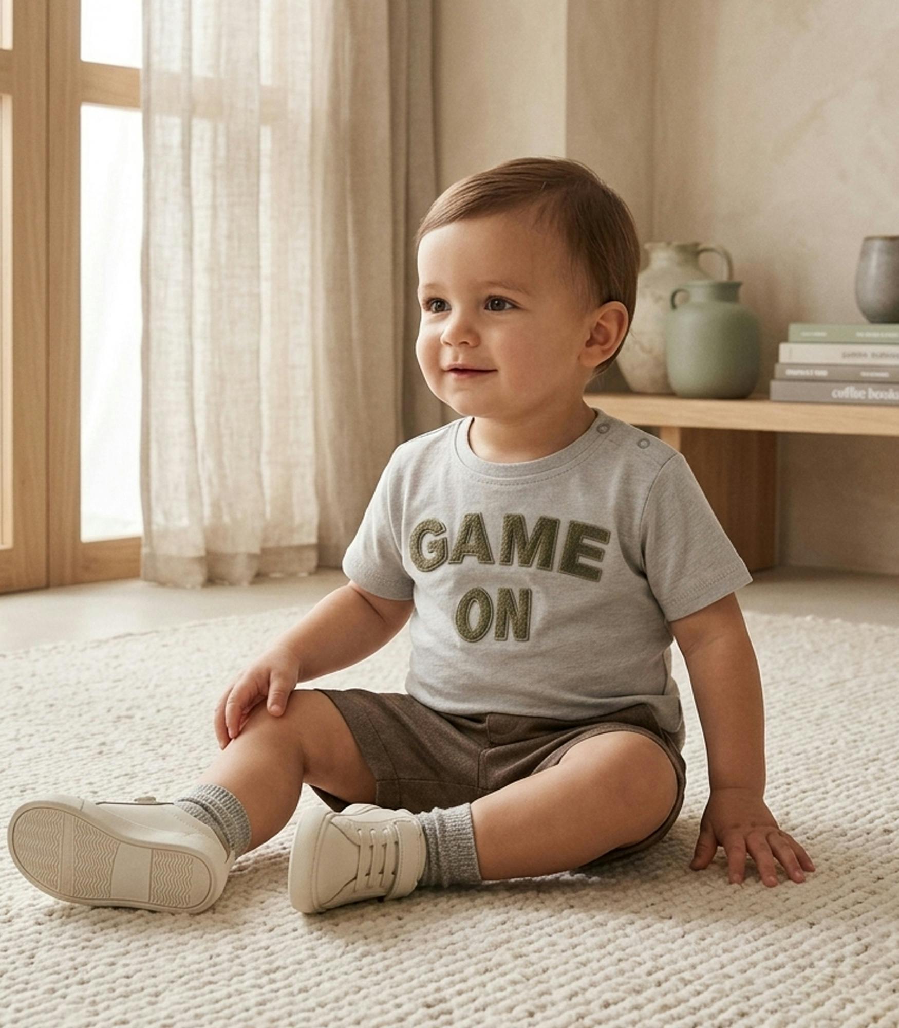 Cederique Baby T-shirt, Beige Game