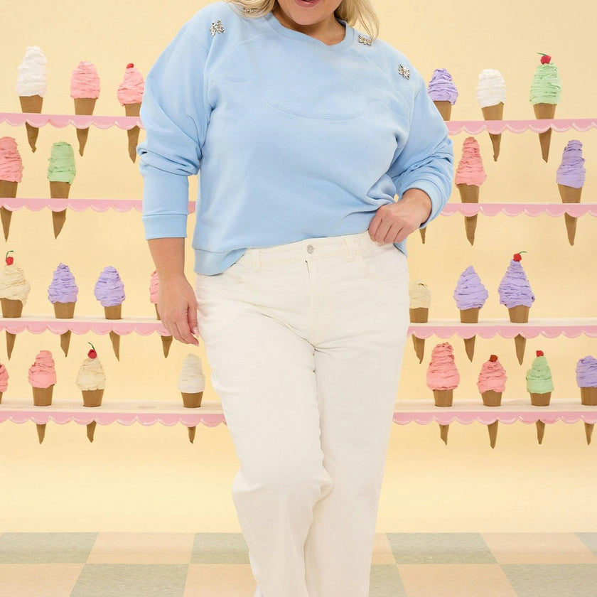 Casey Crewneck Sweatshirt in Light Blue