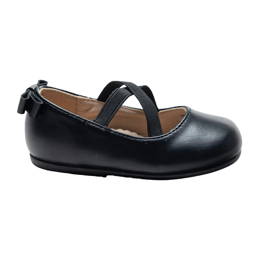 Black Charmed Cross Banded Ribbon Flats