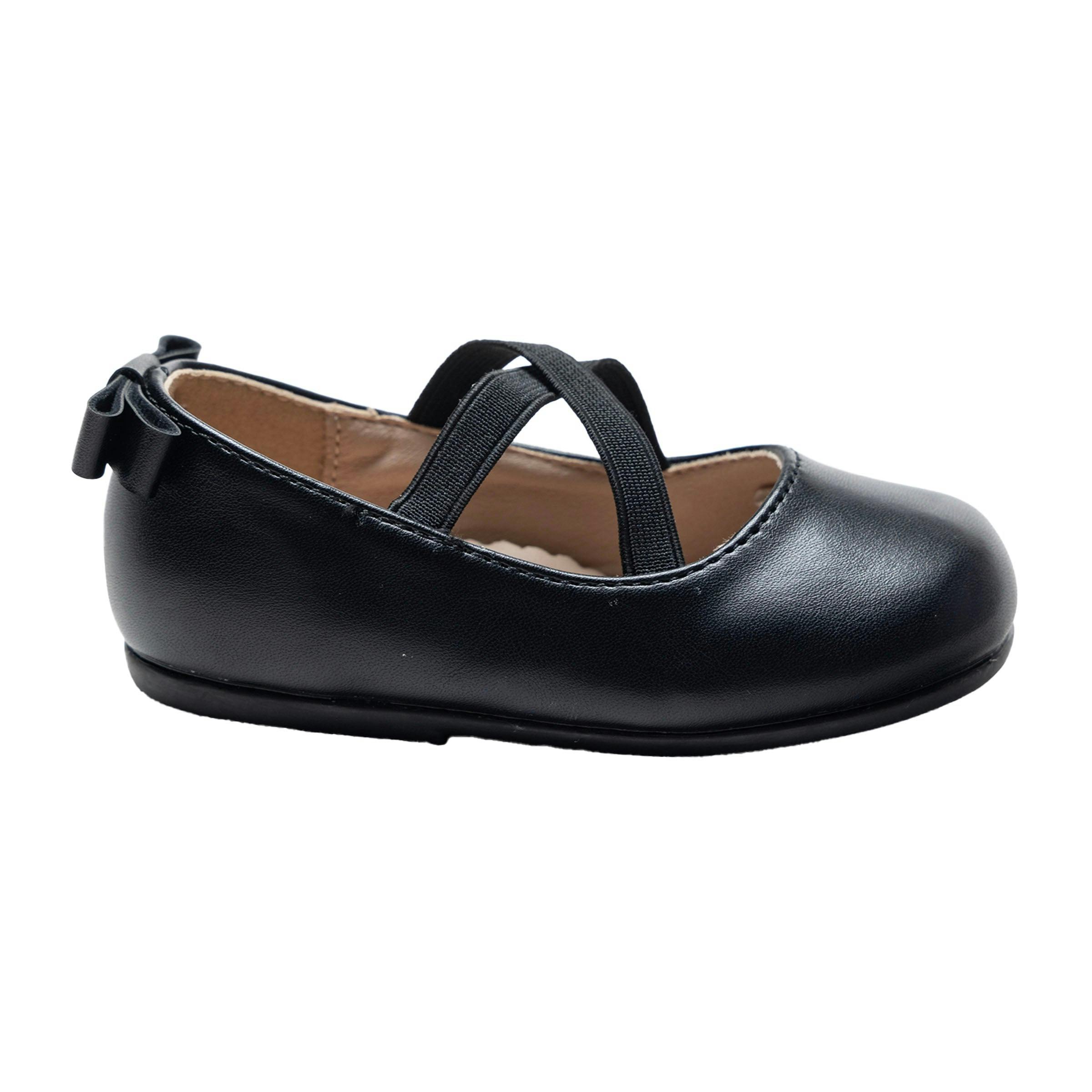 Black Charmed Cross Banded Ribbon Flats