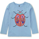 Painted Graphic Print Crew Neck Long Sleeve T-Shirt, Blue