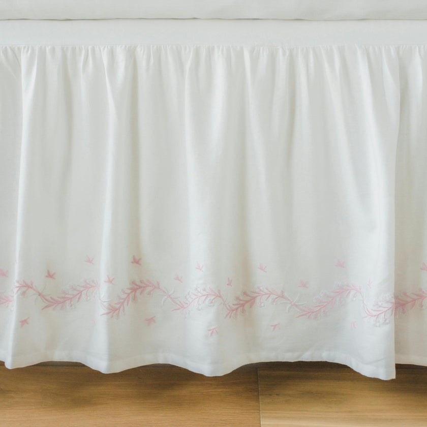 Embroidered Crib Skirt - Blush