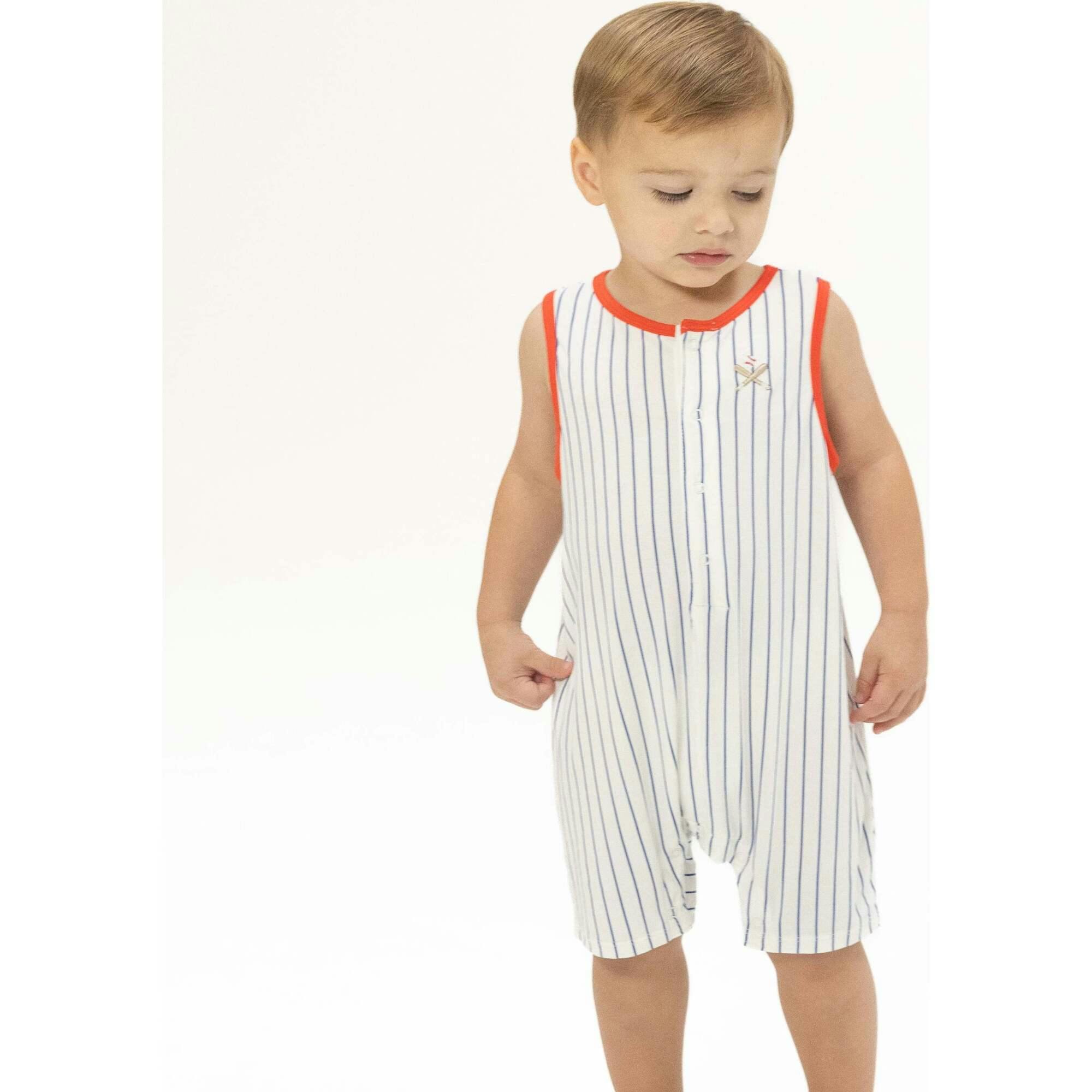 Baseball Stripe - Sleeveless Shortie Romper