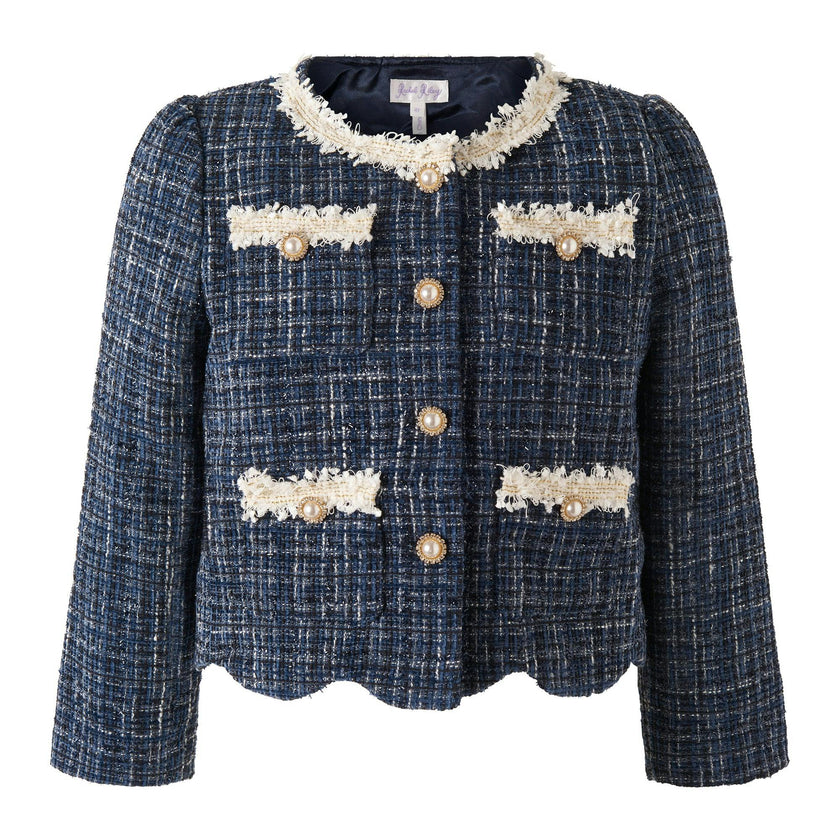 Navy Tweed Skirt Set