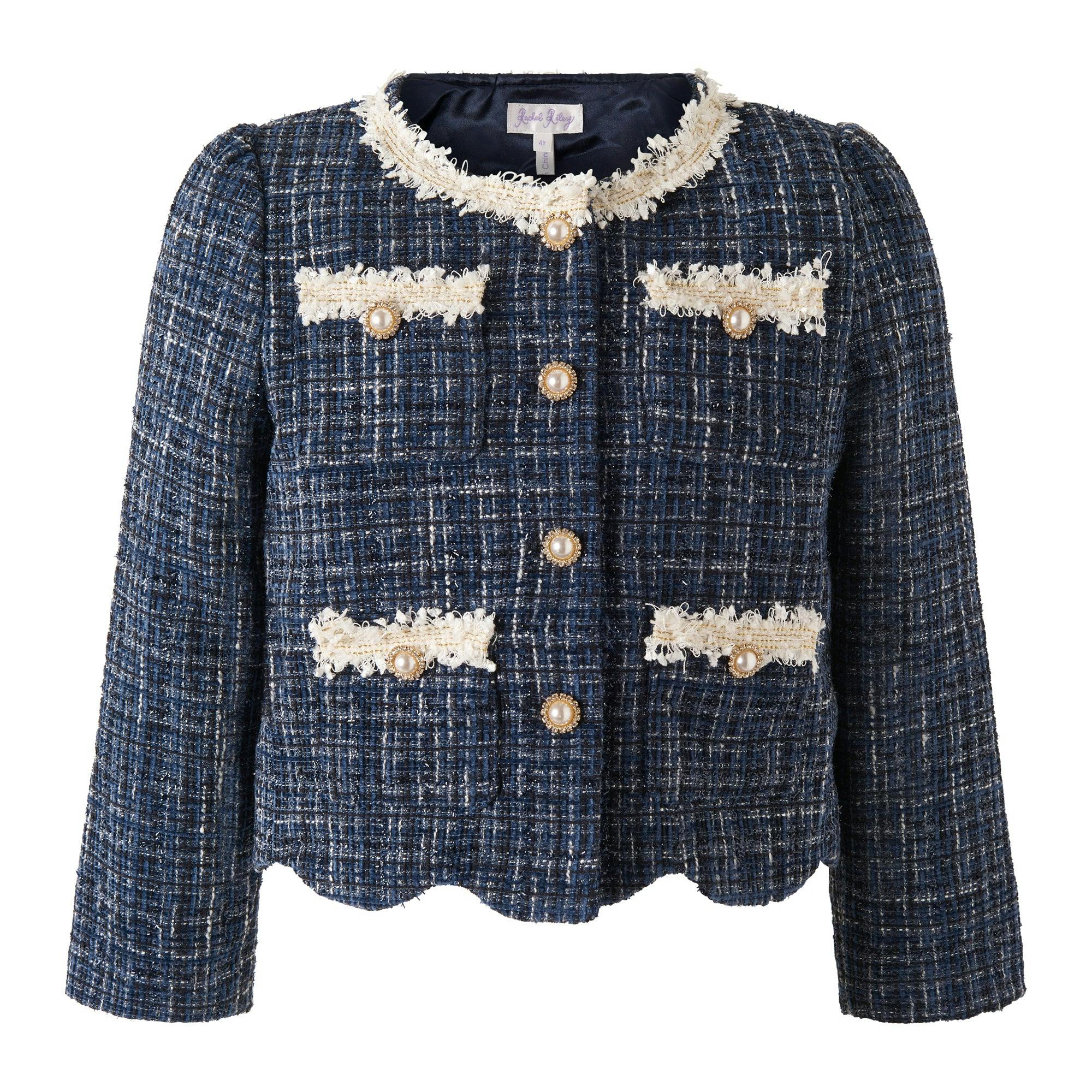 Navy Tweed Skirt Set