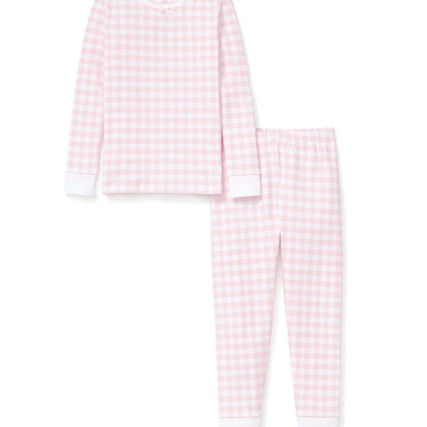 Kid's Pima Snug Fit Pajama Set in Pink Gingham
