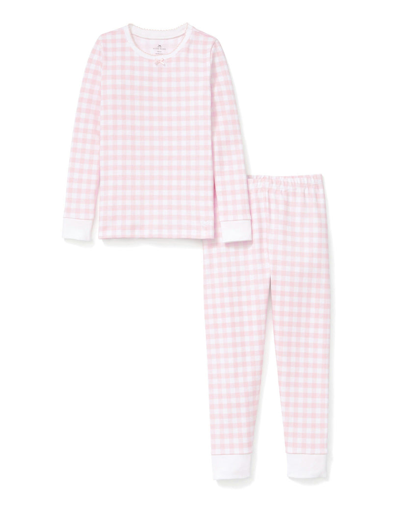 Kid's Pima Snug Fit Pajama Set in Pink Gingham