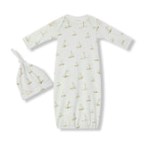 Sailboat Melody Organic Cotton Newborn Gown & Hat Set