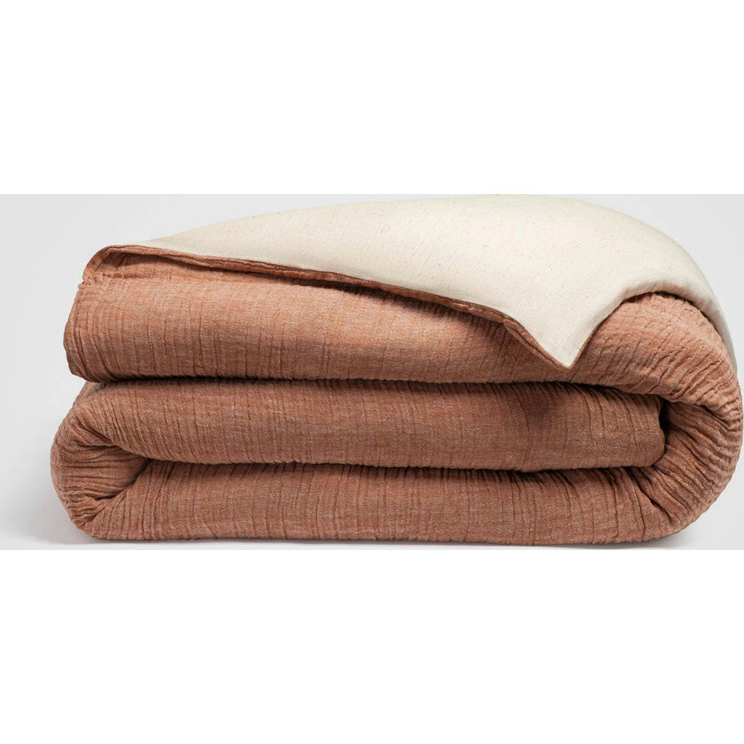 Rust Crinkled Linen Duvet Cover, Brown