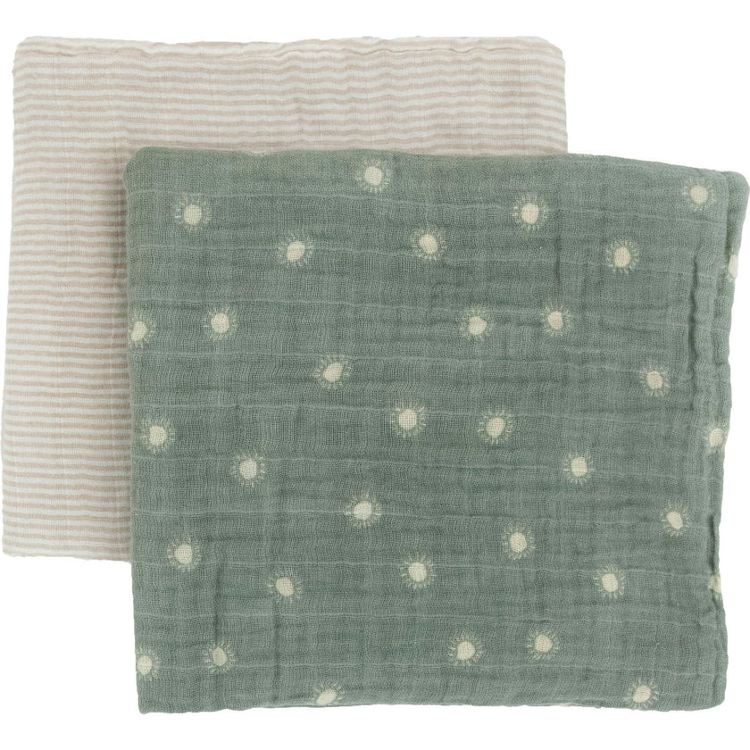 Organic Cotton Muslin Swaddle Blanket 2 Pack - Sage Suns