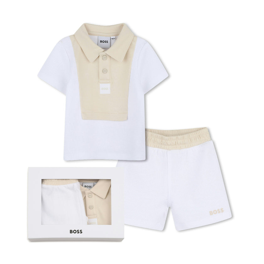 White & Beige Polo Baby Set