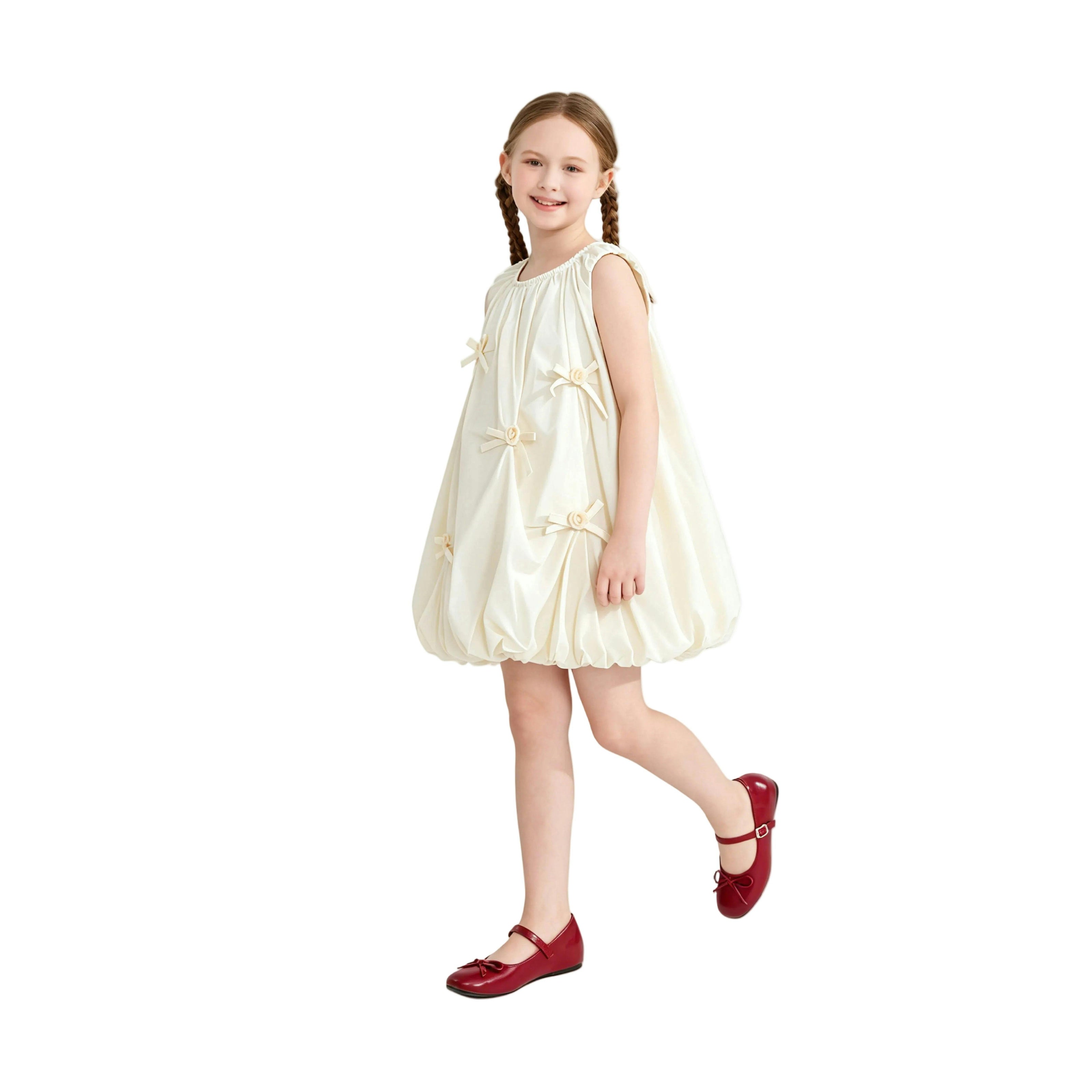 Cream Verona Bow Rosette Balloon Dress