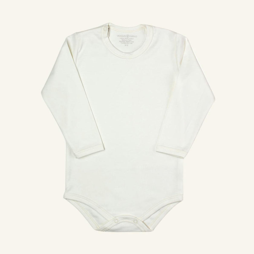 Ivory Long Sleeve Bodysuit 100% Pima Cotton