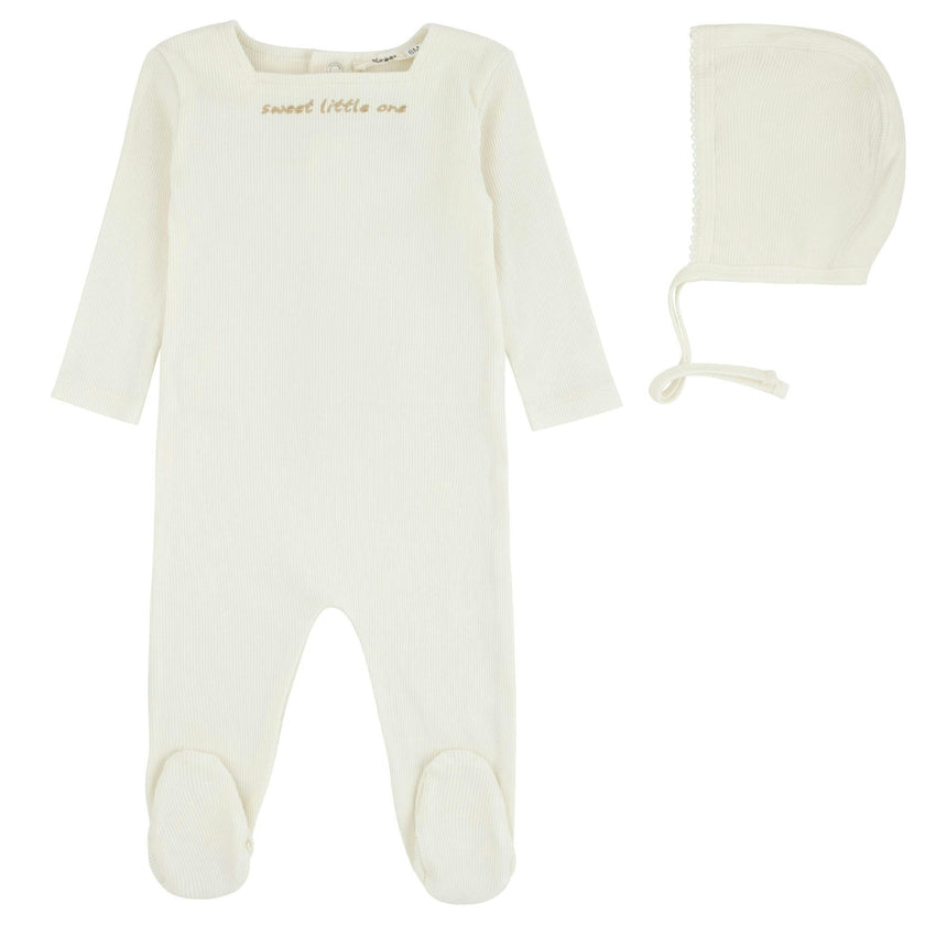 Sweet Little One Footie And Bonnet, Ivory