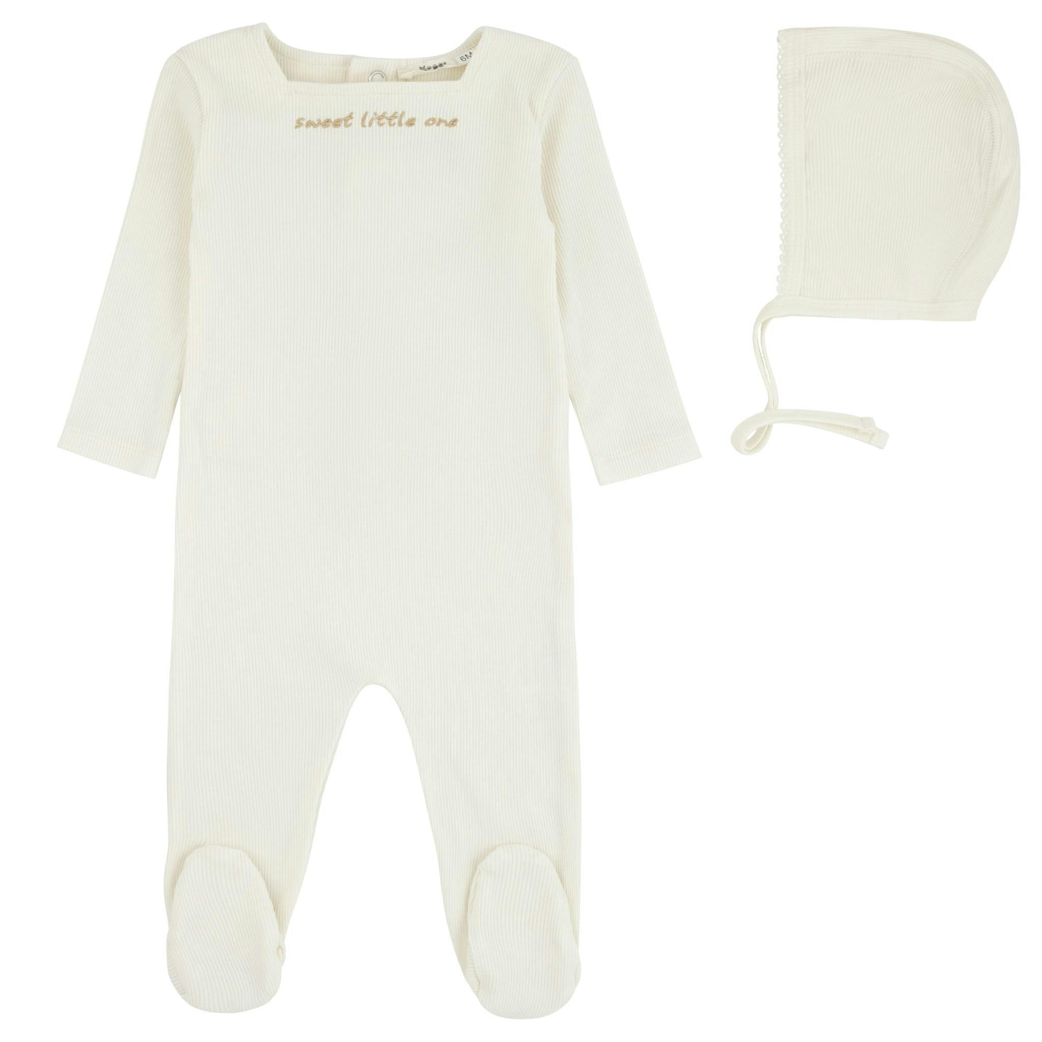 Sweet Little One Footie And Bonnet, Ivory