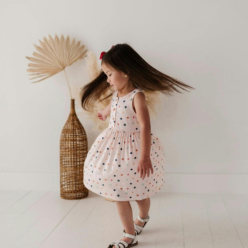 Henley Tank Dress Summer Polka Dots