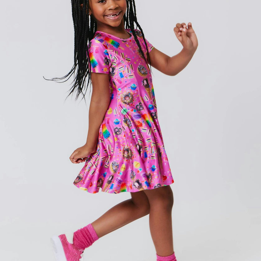 Girls Cap Sleeve Skater Dress